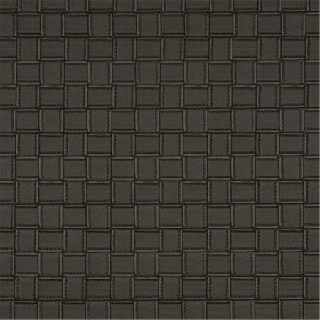 DESIGNER FABRICS 54 in. Wide Brown- Basket Woven Upholstery Faux Leather G658